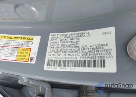 2022 Honda Accord Sport z USA, uszkodzony, nr VIN 1HGCV3F2XNA013754